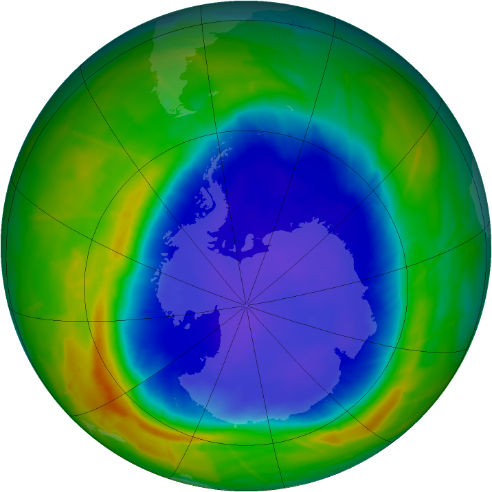 Antarctic ozone map for 22 September 2010